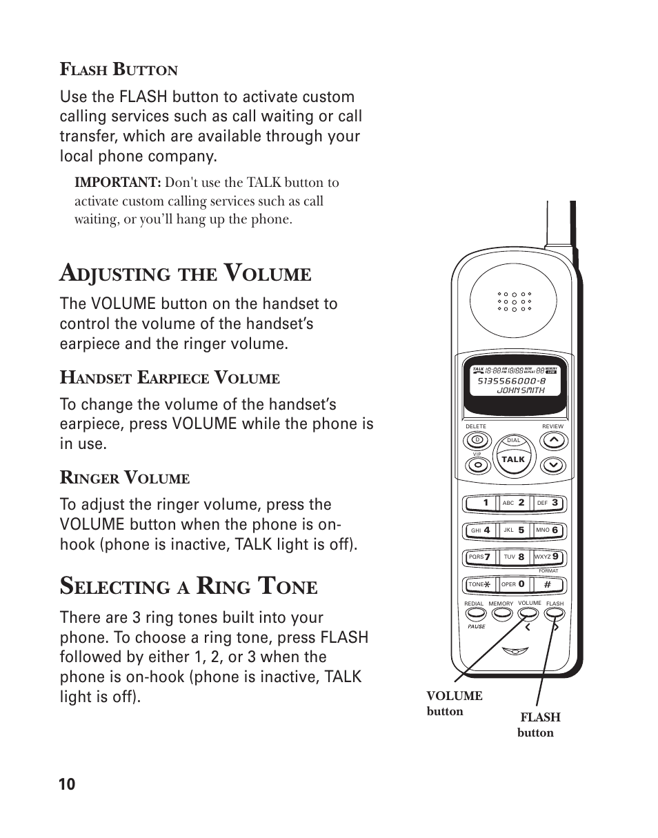 Djusting, Olume, Electing | GE 2-930SST User Manual | Page 10 / 32