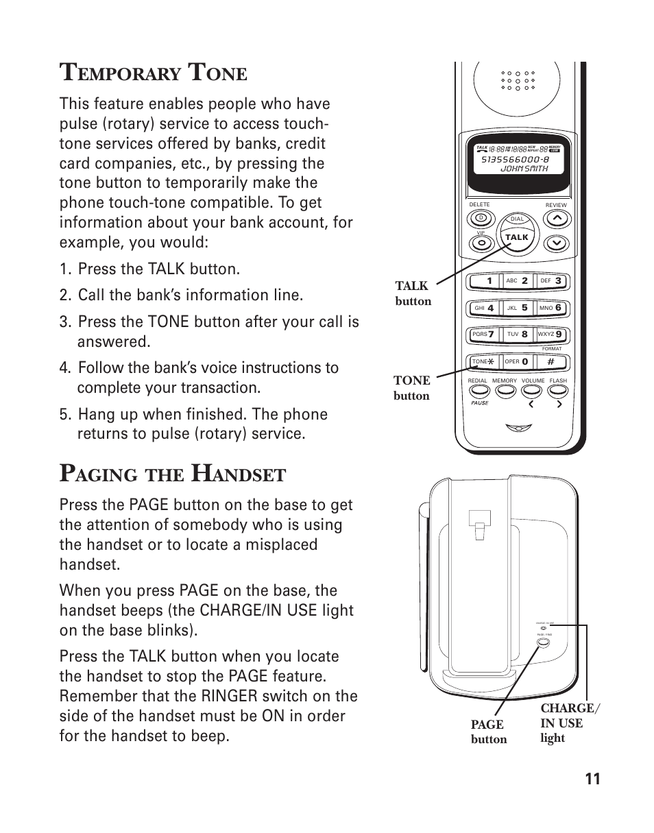 Emporary, Aging, Andset | GE 2-930SST User Manual | Page 11 / 32