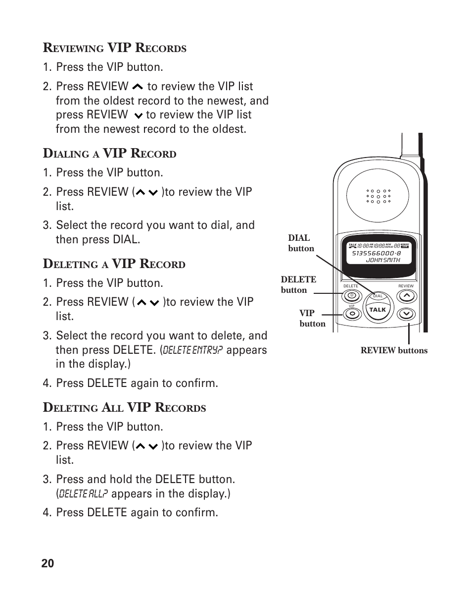 Vip r | GE 2-930SST User Manual | Page 20 / 32