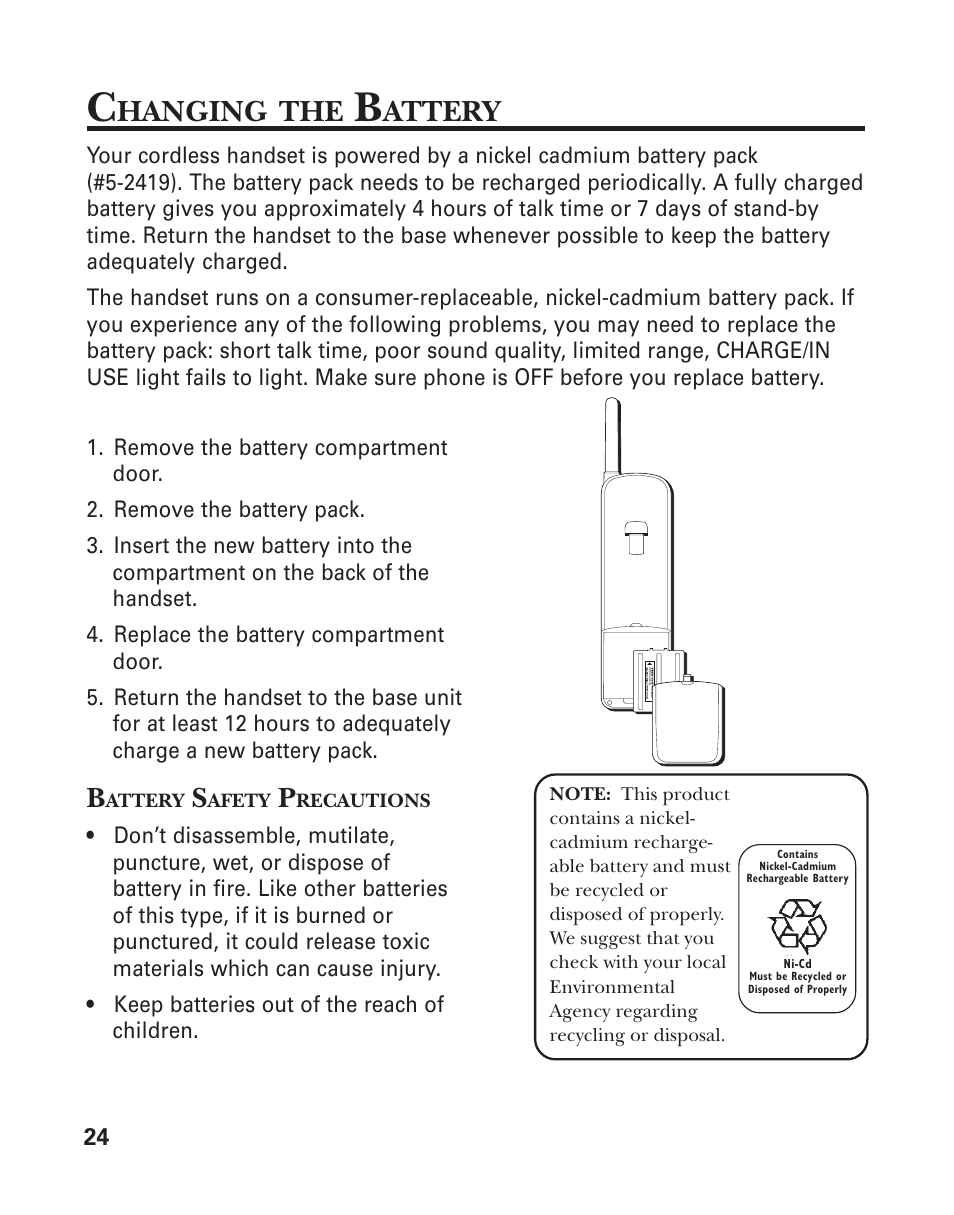 Hanging, Attery | GE 2-930SST User Manual | Page 24 / 32