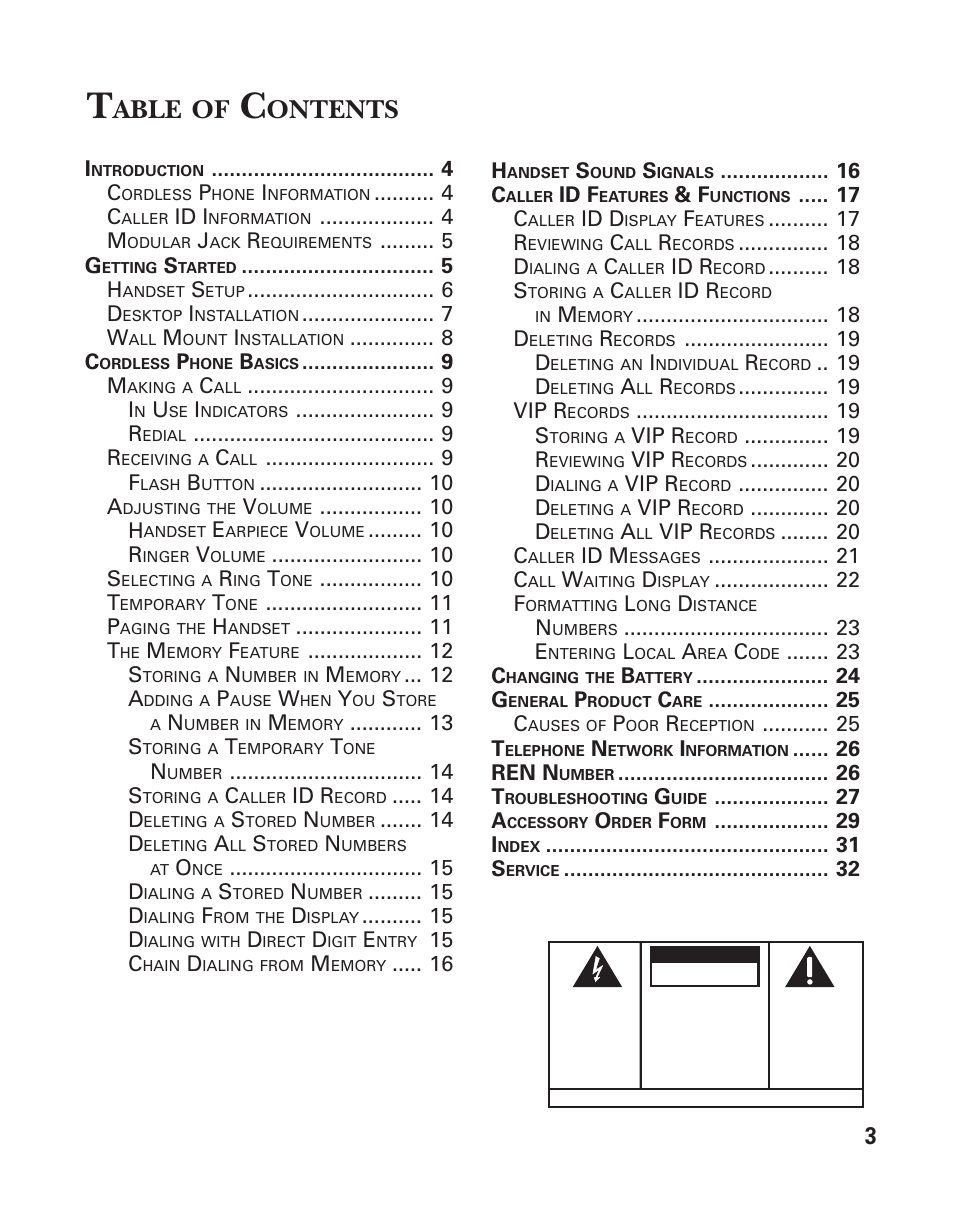 Able, Ontents | GE 2-930SST User Manual | Page 3 / 32