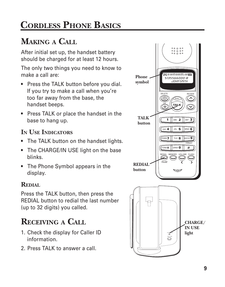 Ordless, Hone, Asics | Aking, Eceiving | GE 2-930SST User Manual | Page 9 / 32