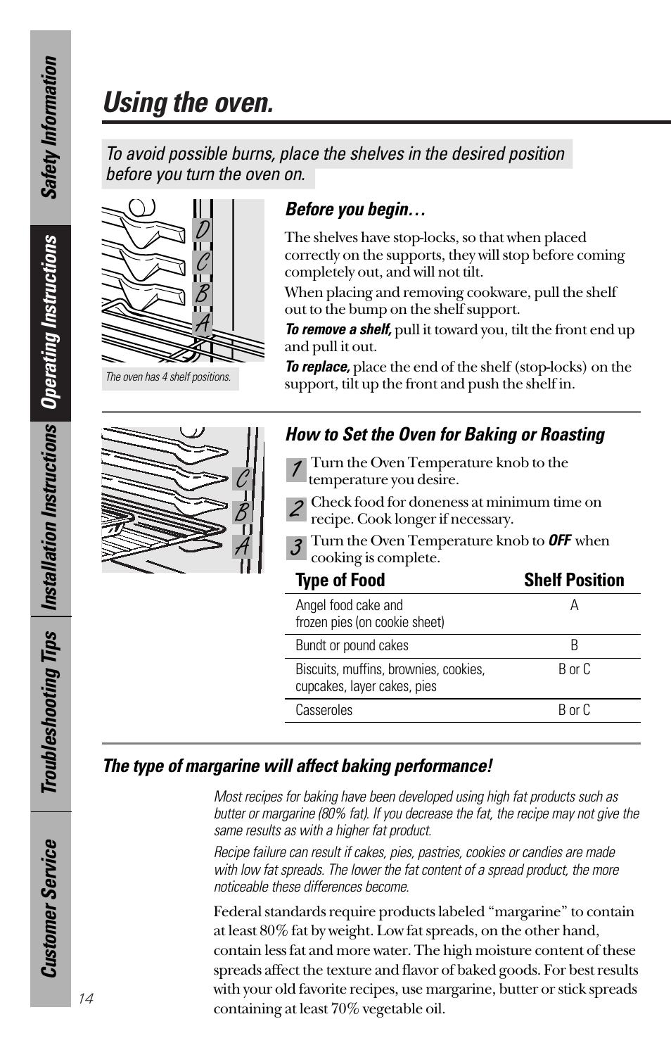 Using the oven, Ab c d, Ab c | GE 164D3333P172 User Manual | Page 14 / 44