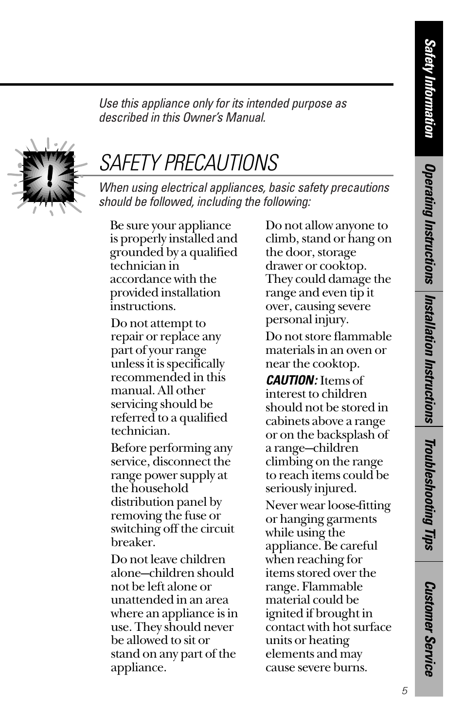 Safety precautions, Safety precautions –7 | GE 164D3333P172 User Manual | Page 5 / 44
