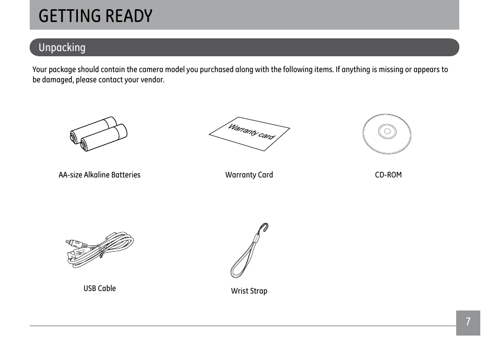 Getting ready | GE D1030 User Manual | Page 10 / 78