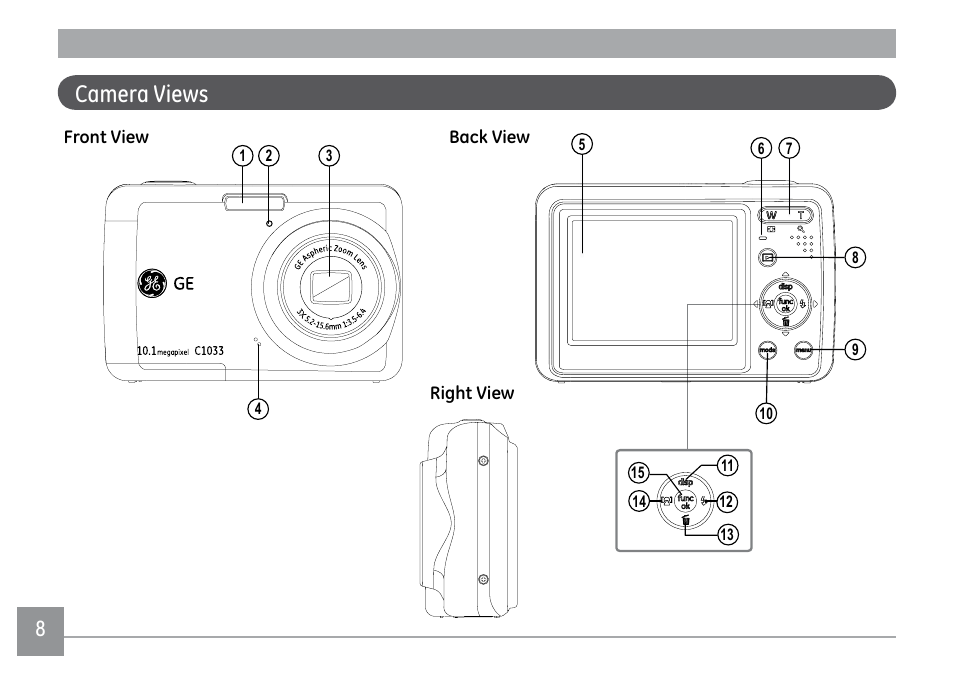 Camera views | GE D1030 User Manual | Page 11 / 78