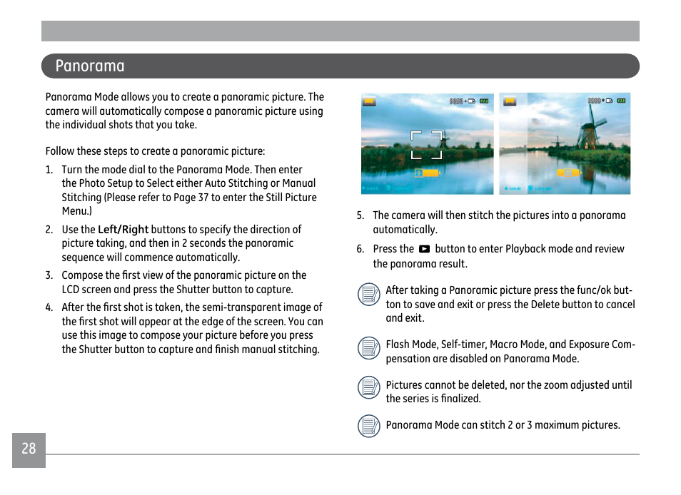 Panorama | GE D1030 User Manual | Page 31 / 78