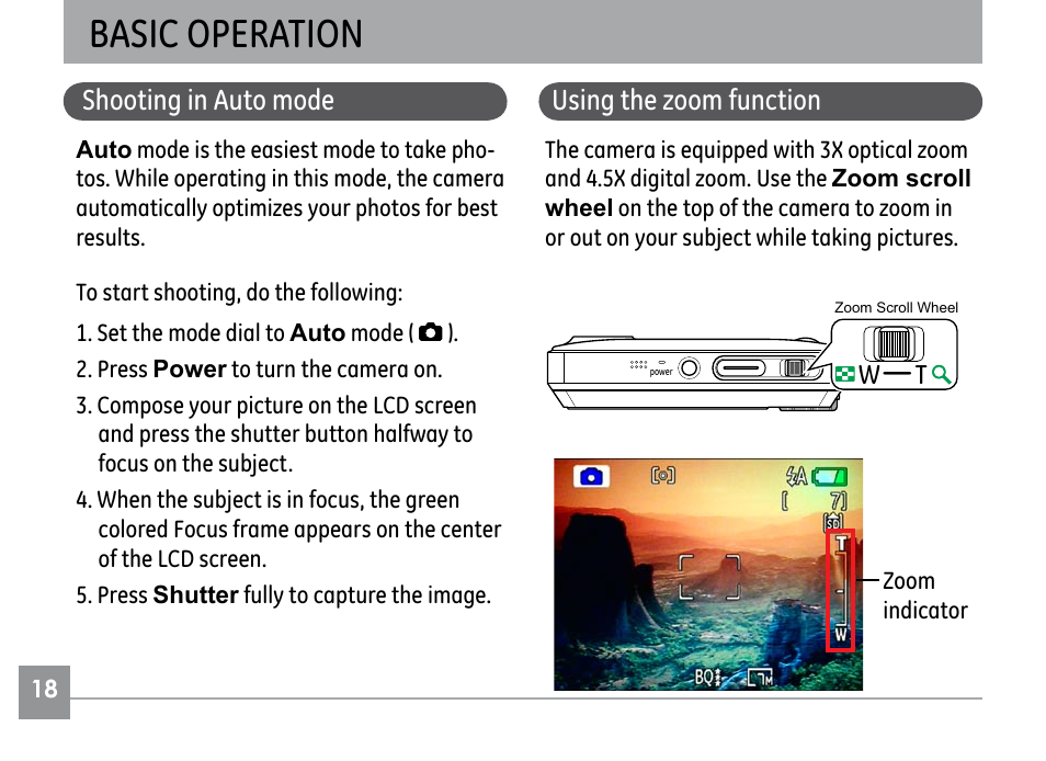 Basic operation | GE G1 User Manual | Page 22 / 88