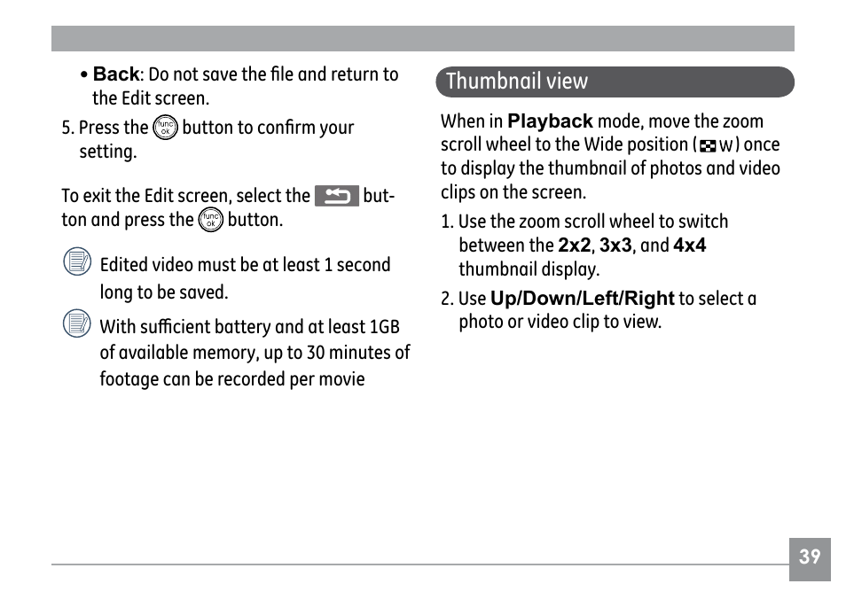 Thumbnail view | GE G1 User Manual | Page 43 / 88