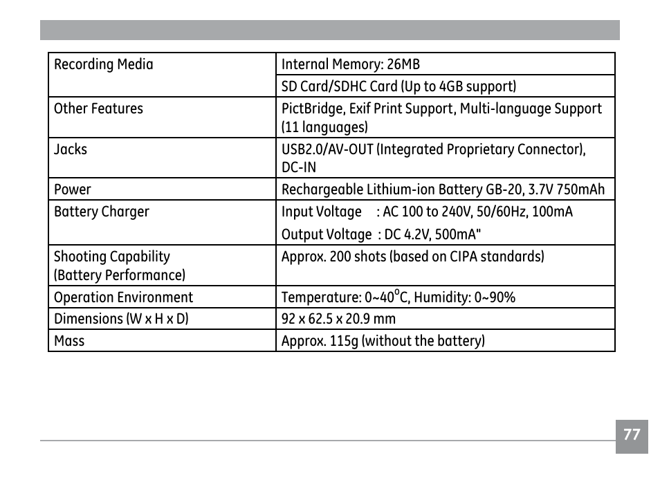 GE G1 User Manual | Page 81 / 88