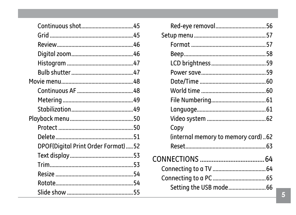 Connections | GE G1 User Manual | Page 9 / 88