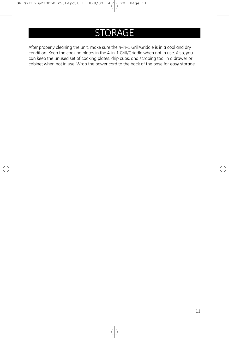 Storage | GE 681131691482 User Manual | Page 10 / 11