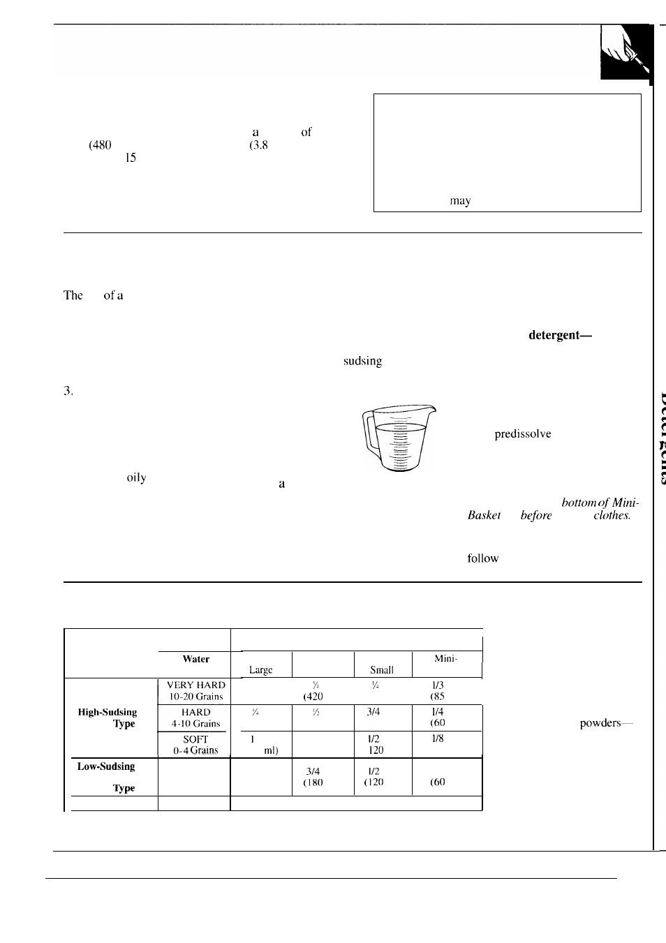 Stain removal guide, How much detergent should you use, How to partially restore clothes | Cautions | GE WA5800R User Manual | Page 15 / 28