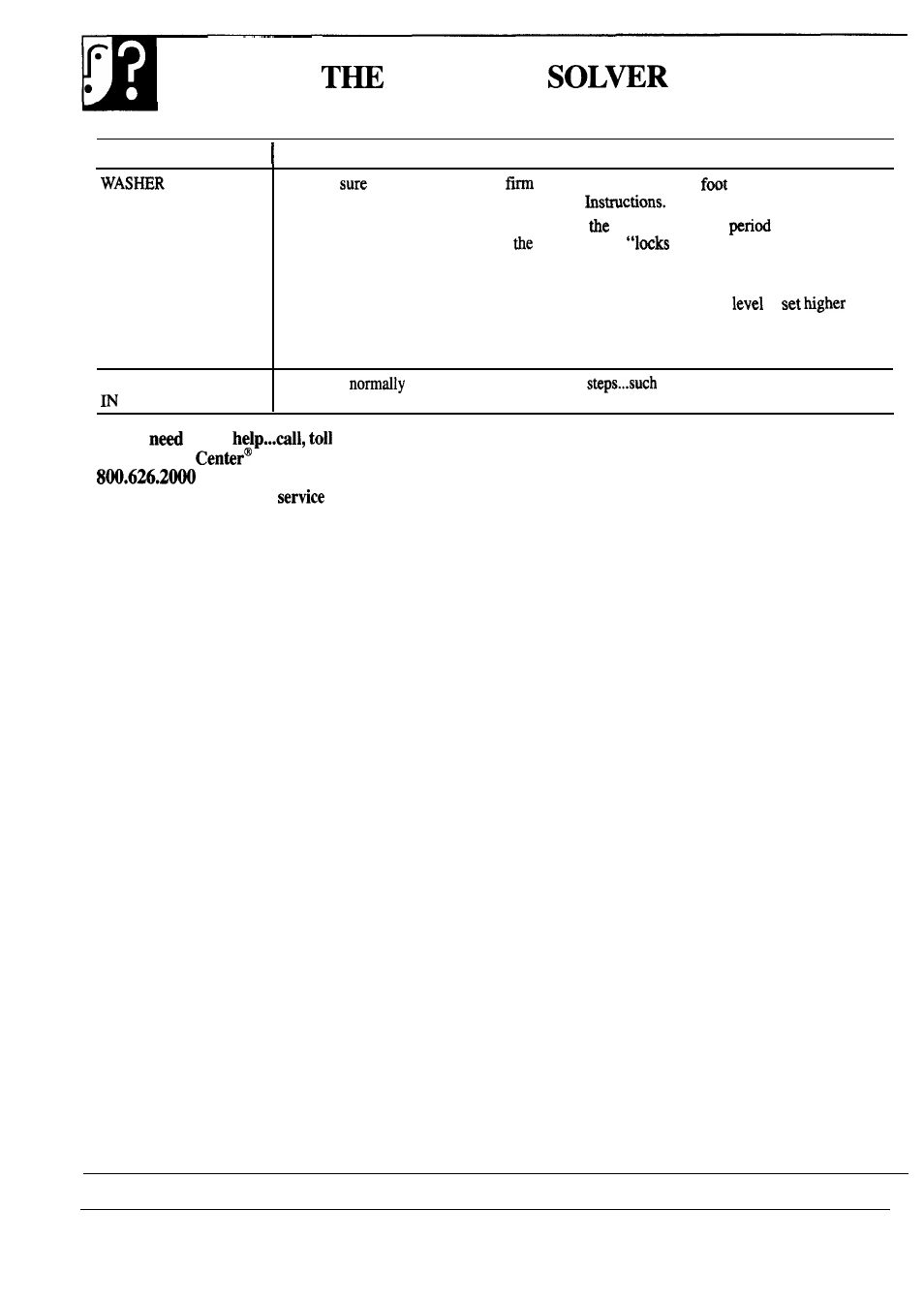 Problem, Answer consumer information | GE WA5800R User Manual | Page 24 / 28