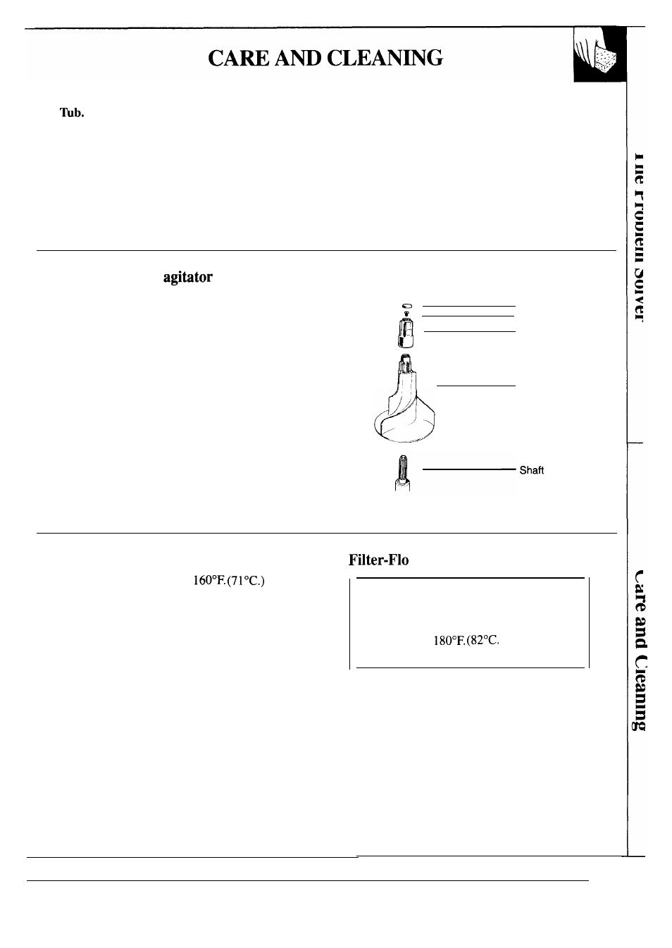 Care and cleaning, Agitator, Storage and vacation tips | User maintenance instructions, How to remove the, How to remove limestone deposits from clogged pan | GE WA5800R User Manual | Page 25 / 28