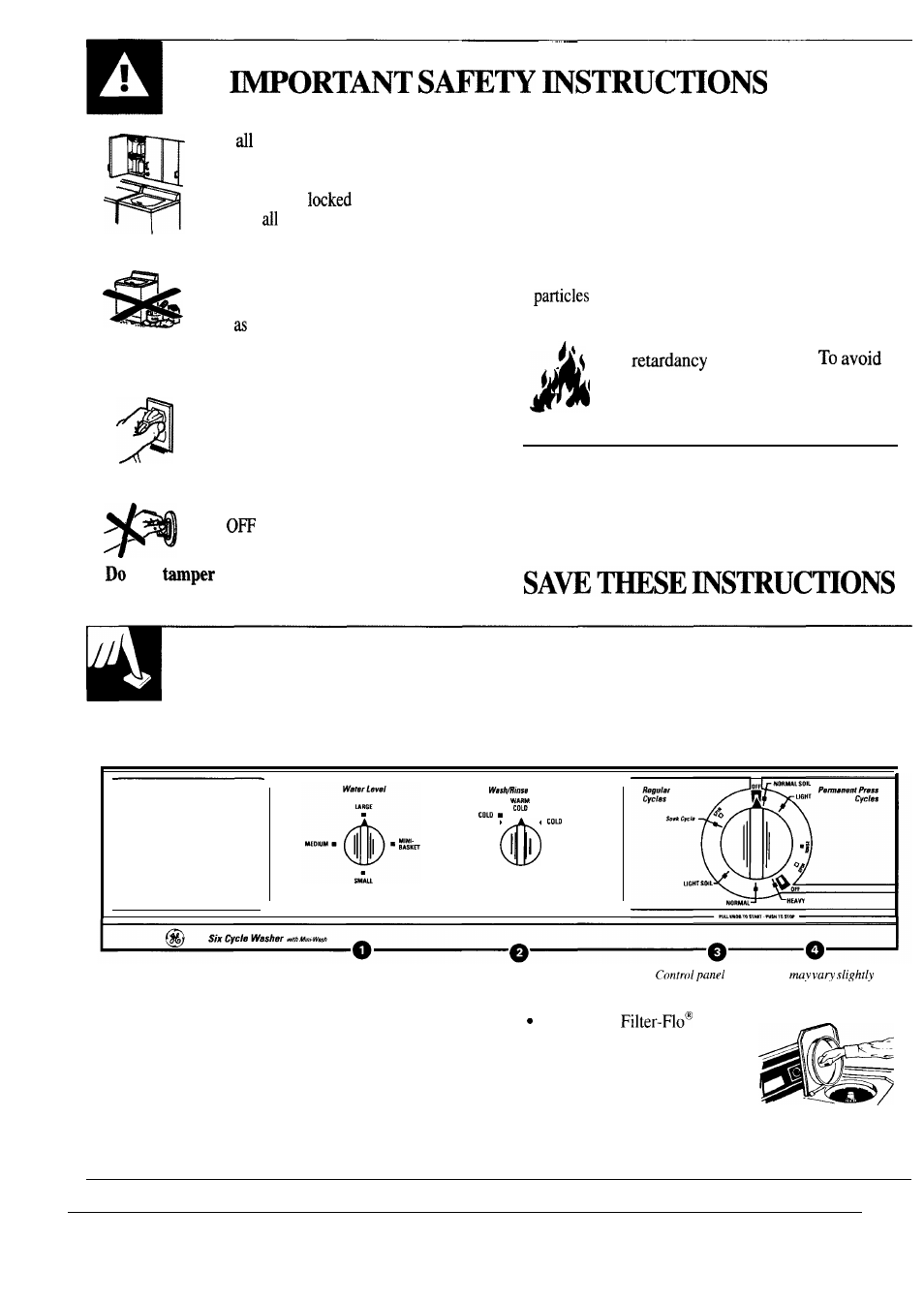Mini-basket, Operating the, Loading the | Sorting clothes , 11, How to operate your clothes washer, For washer operation, Sorting and loading | GE WA5800R User Manual | Page 4 / 28