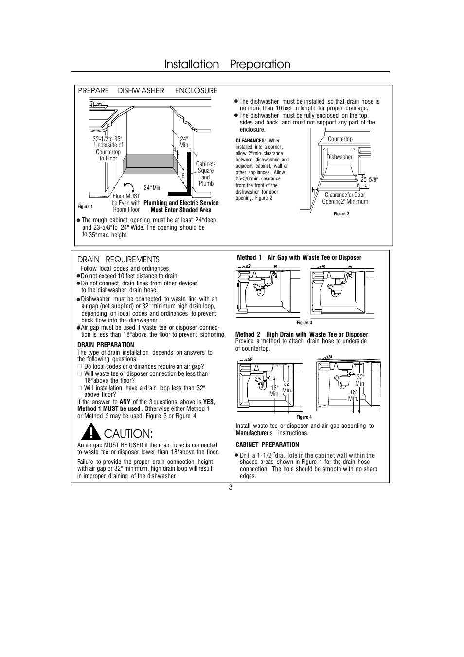 Installation preparation, Caution | GE 206C1559P148 User Manual | Page 3 / 12