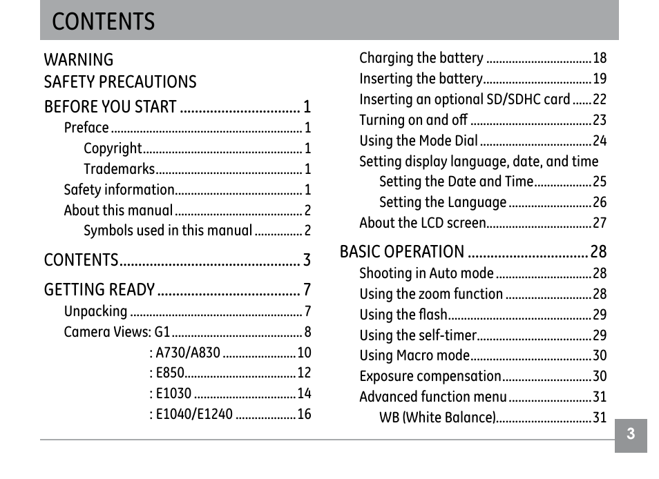 GE E1030 User Manual | Page 7 / 110