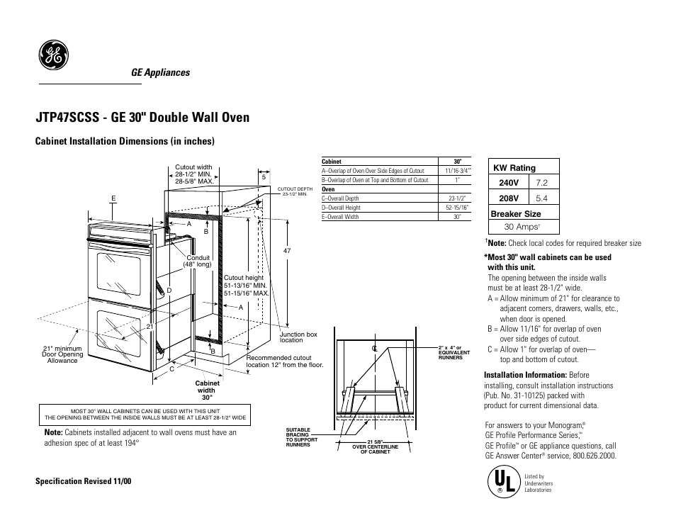 GE JTP47SCSS User Manual | 2 pages