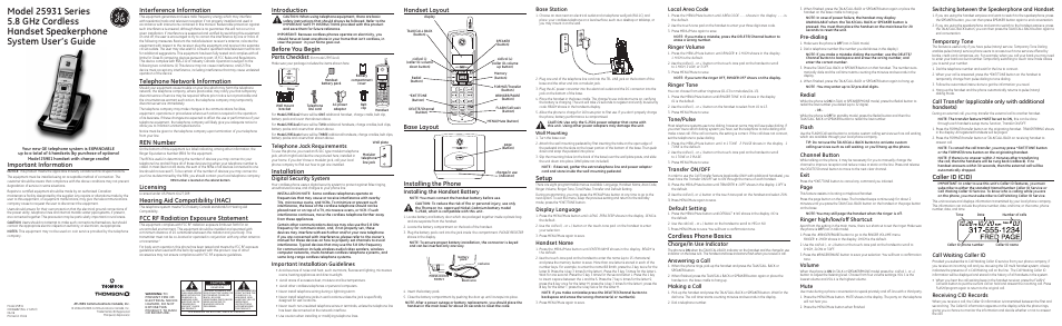 GE 25931 User Manual | 2 pages