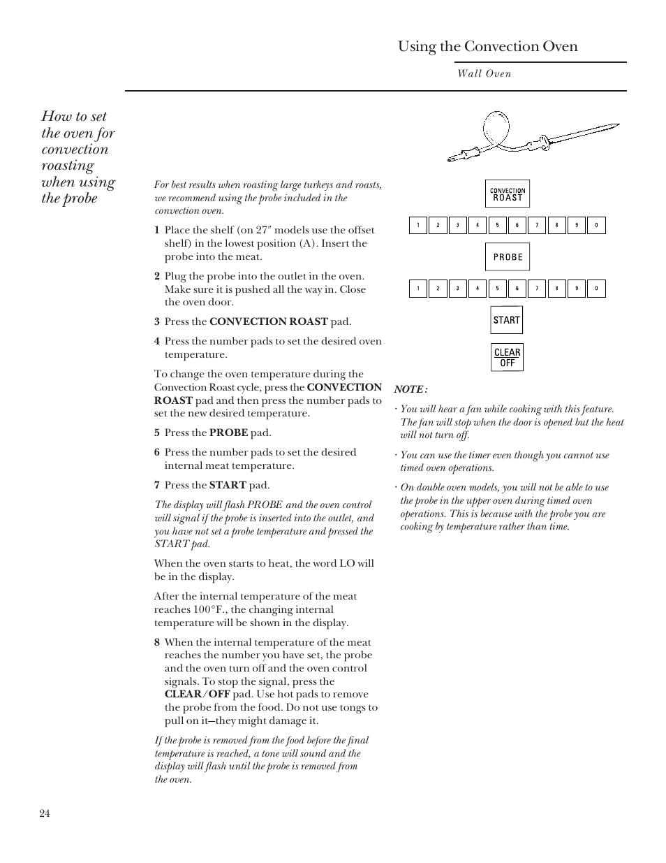 Using the convection oven | GE Monogram 164D3333P095 User Manual | Page 24 / 40