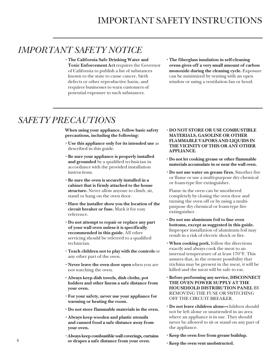 Safety instructions, Aluminum foil, Safety precautions | GE Monogram 164D3333P095 User Manual | Page 4 / 40