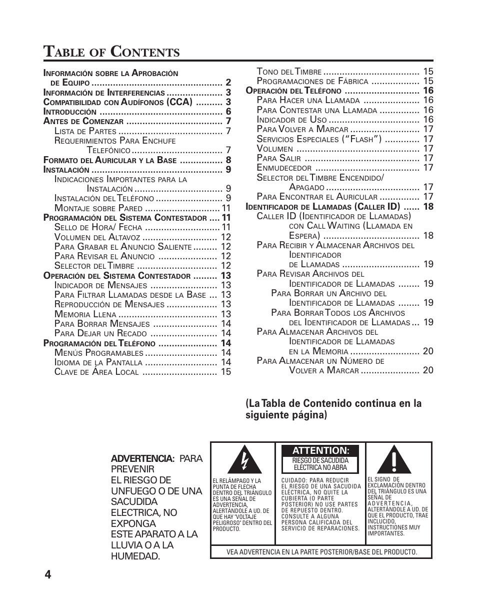Able, Ontents | GE 25898A User Manual | Page 42 / 76