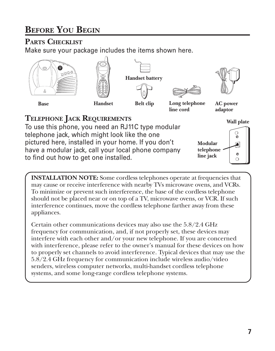 Efore, Egin, Arts | Hecklist, Elephone, Equirements | GE 25898A User Manual | Page 7 / 76