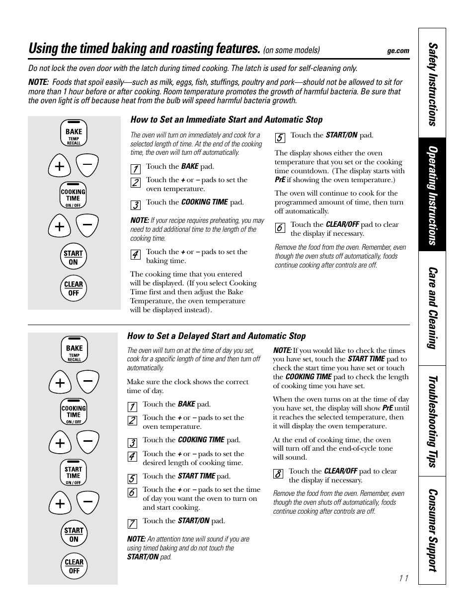 Timed baking and roasting features, Using the timed baking and roasting features | GE WB48X10057 User Manual | Page 12 / 33