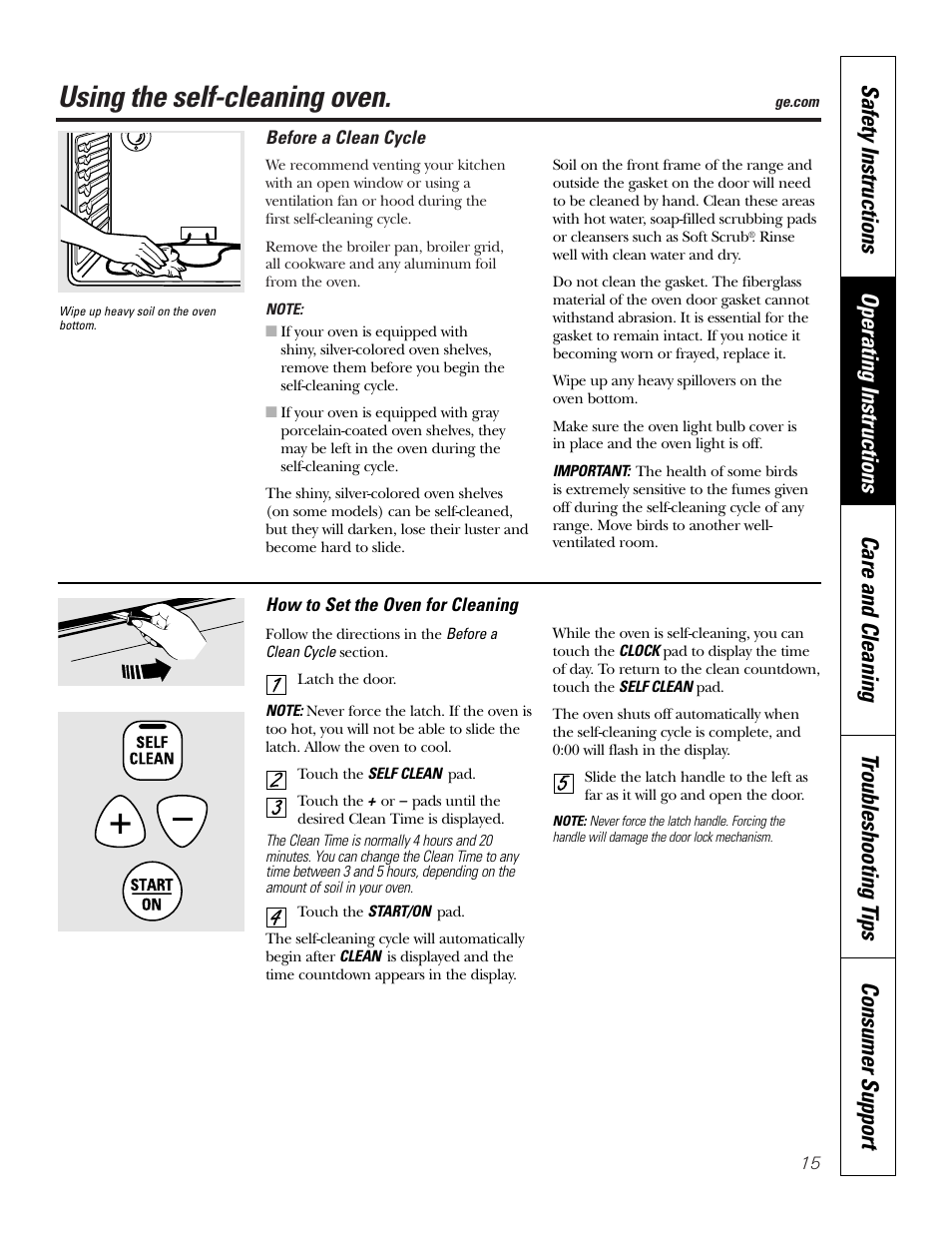 Self-cleaning, Using the self-cleaning oven | GE WB48X10057 User Manual | Page 16 / 33