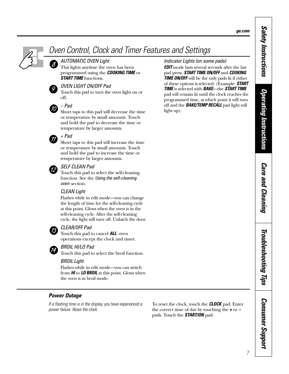 Power outage | GE WB48X10057 User Manual | Page 8 / 33