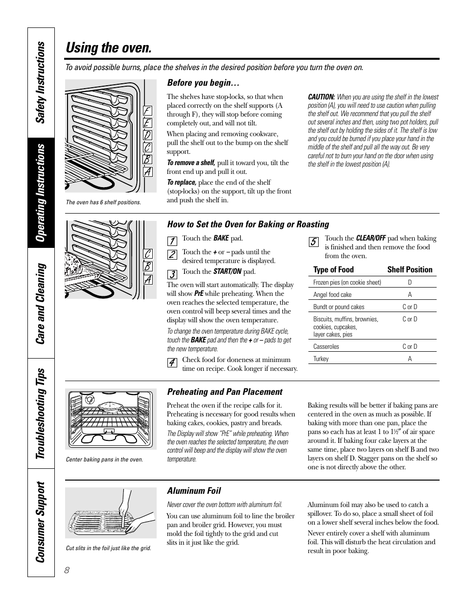 Oven, Oven , 9, Using the oven | GE WB48X10057 User Manual | Page 9 / 33