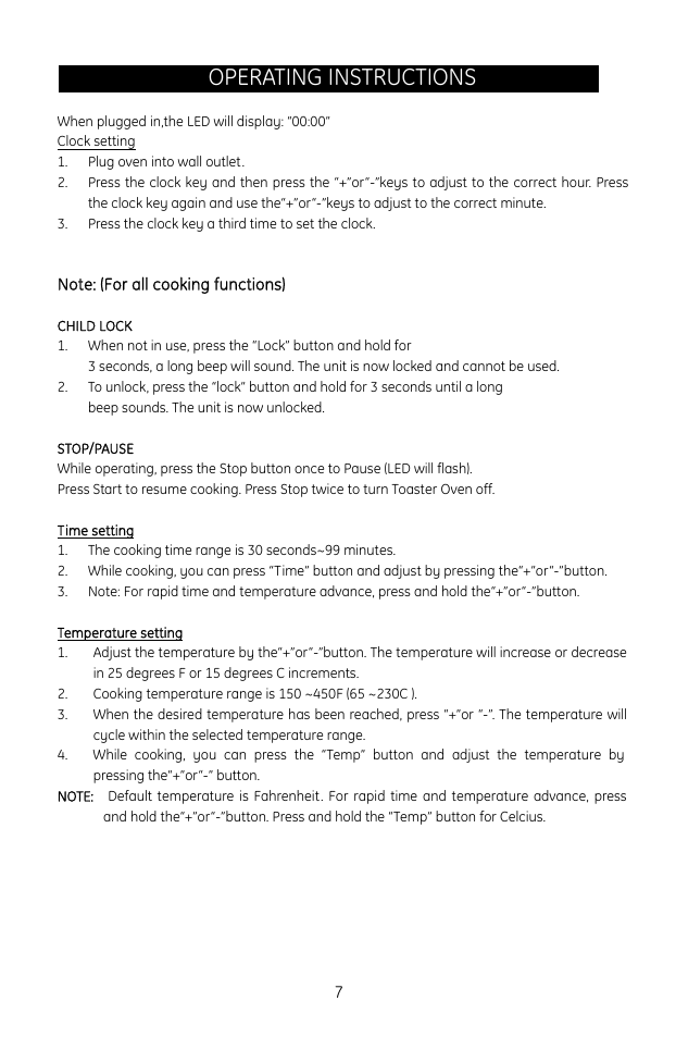 Operating instructions | GE 0681131691574 User Manual | Page 7 / 10