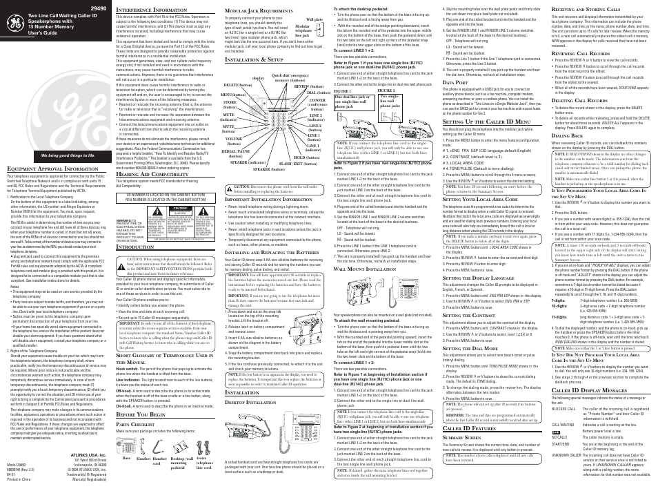 GE 00002436 User Manual | 4 pages