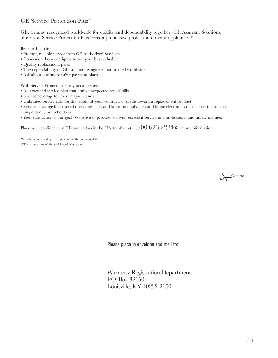 Product registration (u.s.) | GE 200D8074P044 User Manual | Page 33 / 112