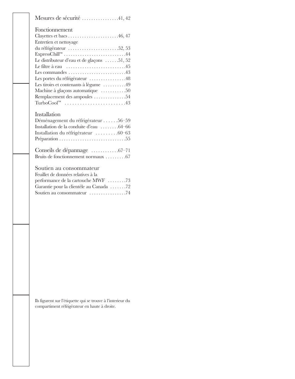 French, Installation, Soutien au consommateur | GE 200D8074P044 User Manual | Page 40 / 112