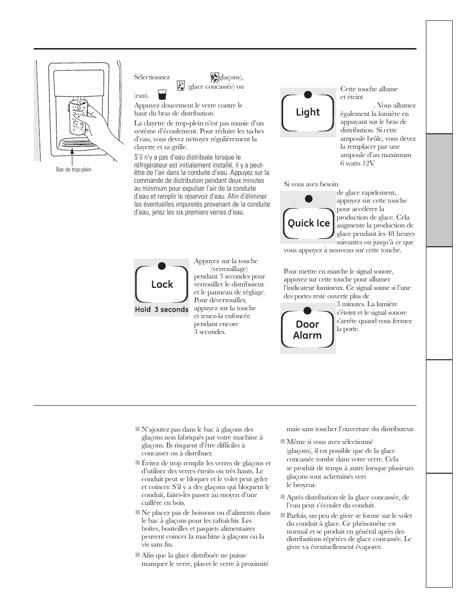 Le distributeur d’eau et de glaçons, Sur certains modèles) | GE 200D8074P044 User Manual | Page 51 / 112