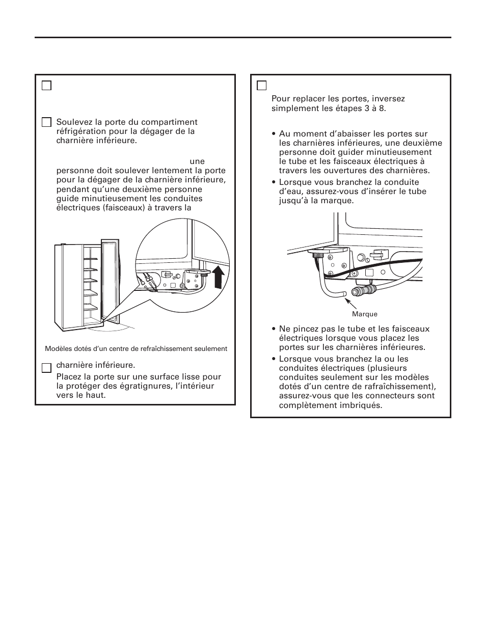 Instructions d’installation, Remise en place des portes | GE 200D8074P044 User Manual | Page 59 / 112