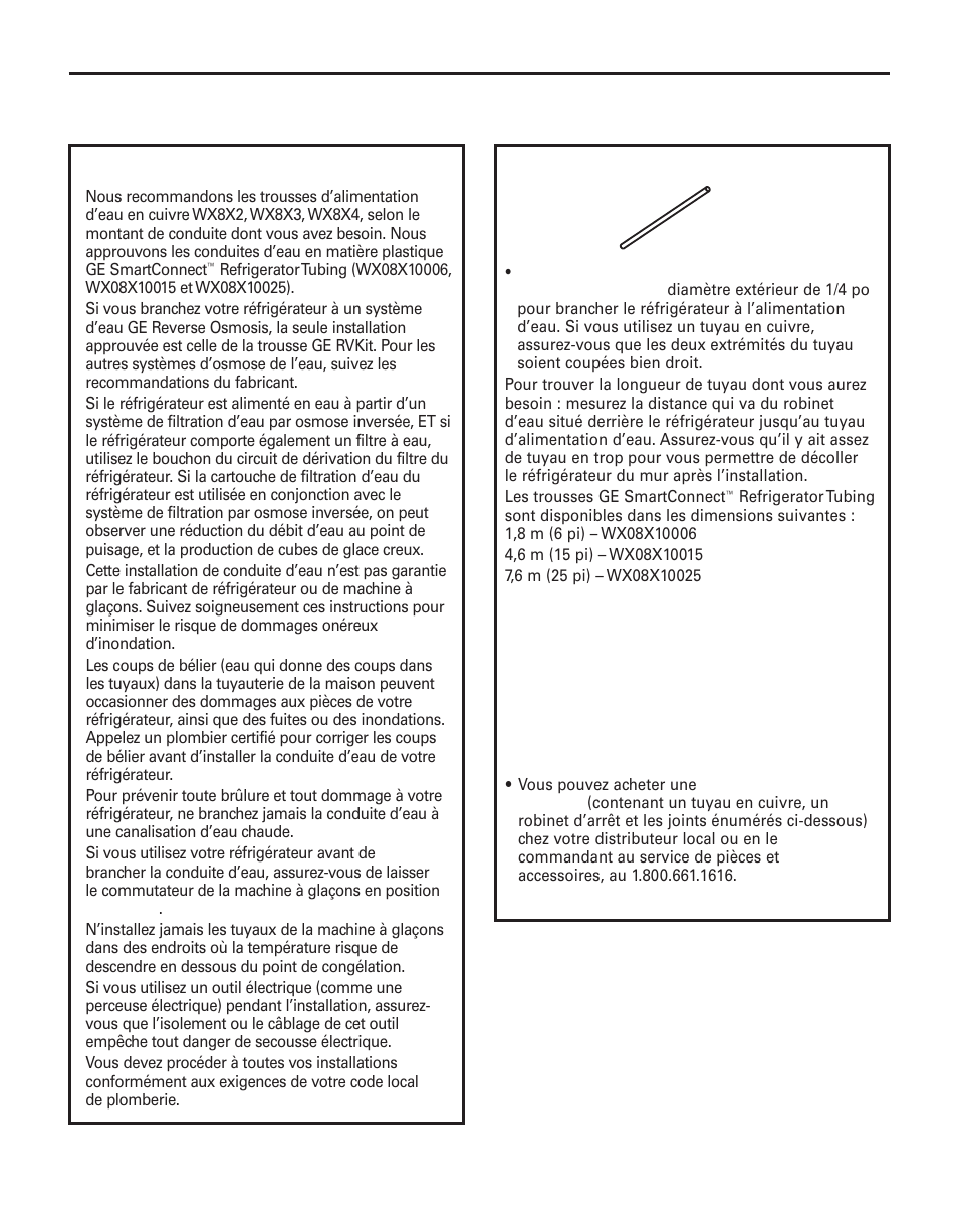 Installation de la conduite d’eau, Instructions d’installation, Sur certains modèles) | Avant de commencer, Ce dont vous aurez besoin | GE 200D8074P044 User Manual | Page 64 / 112