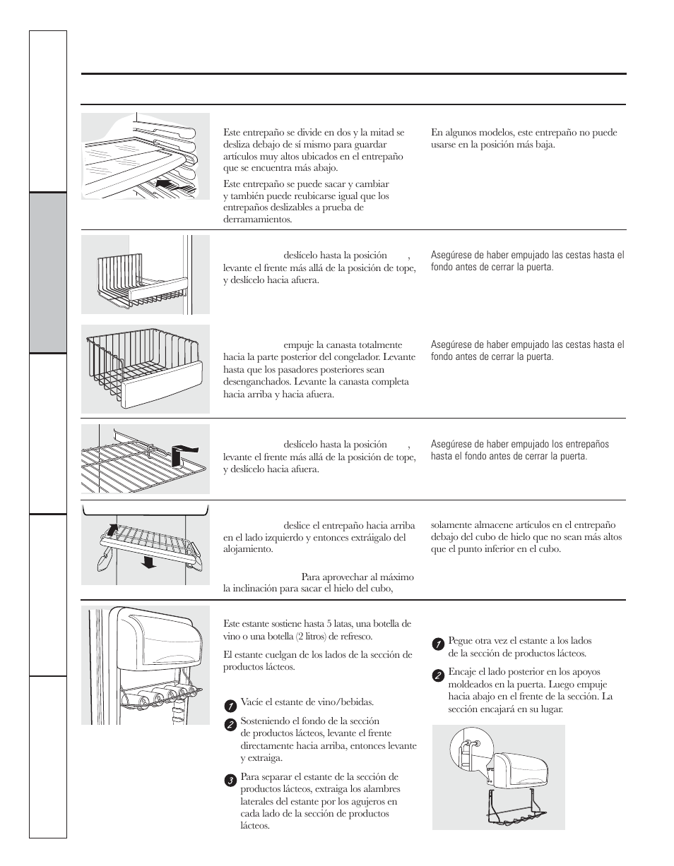 Los entrepaños y recipientes del refrigerador | GE 200D8074P044 User Manual | Page 82 / 112