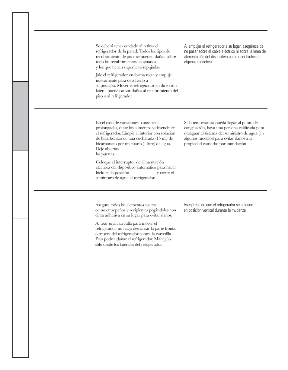 Cuidado y limpieza del refrigerador | GE 200D8074P044 User Manual | Page 88 / 112