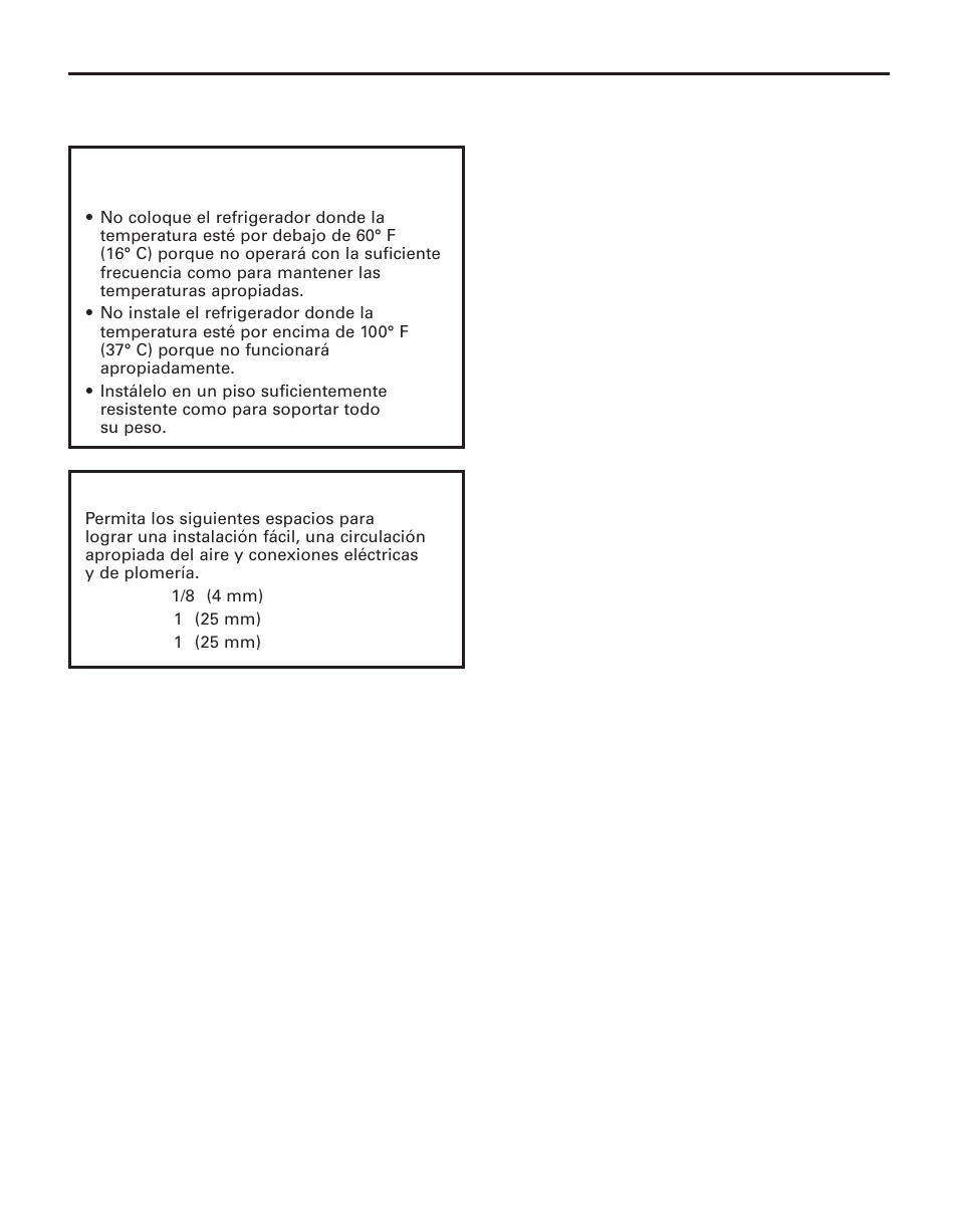 Cómo instalar el refrigerador, Localización del refrigerador, Espacio | GE 200D8074P044 User Manual | Page 95 / 112