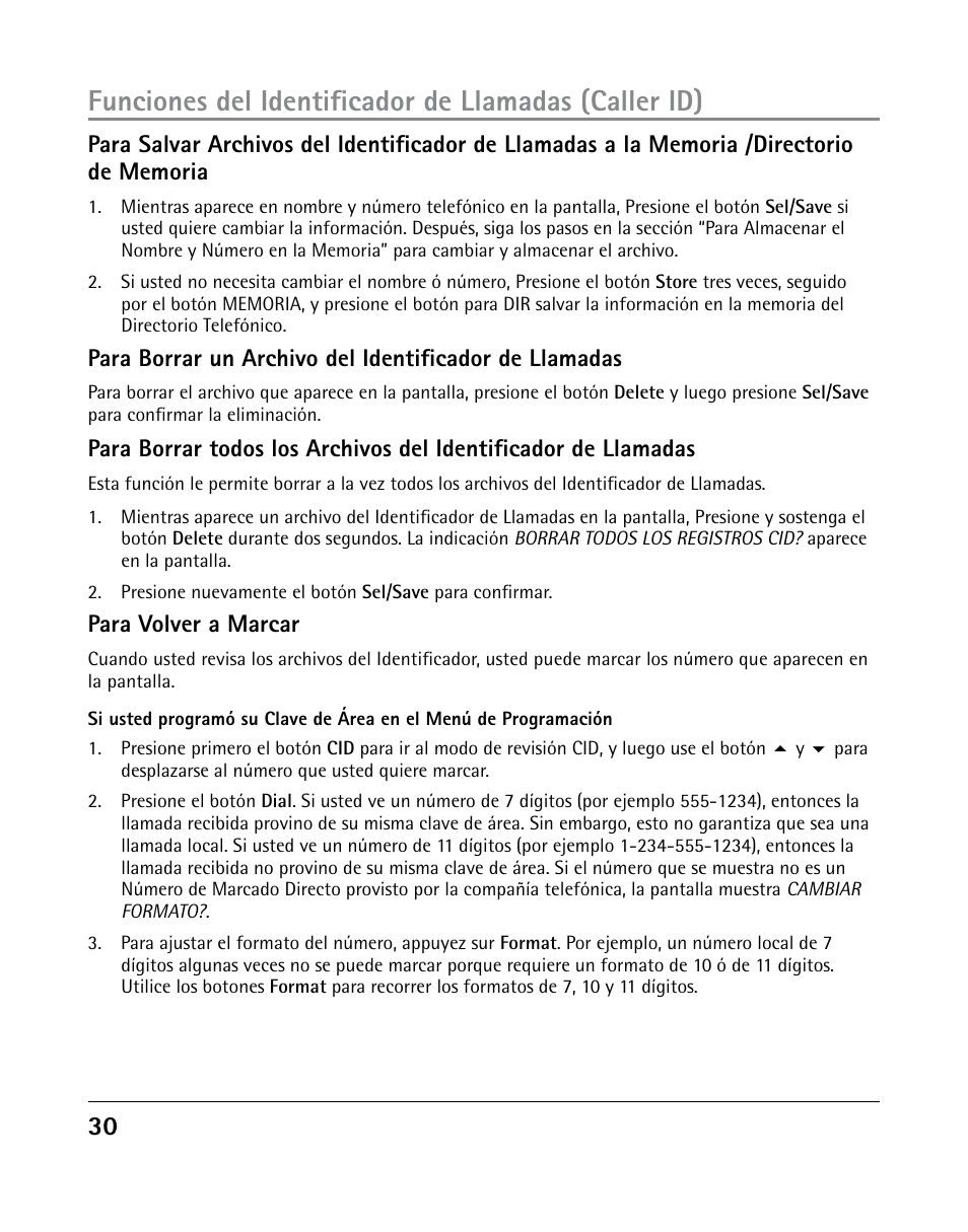 Para volver a marcar | GE 25205 User Manual | Page 78 / 96