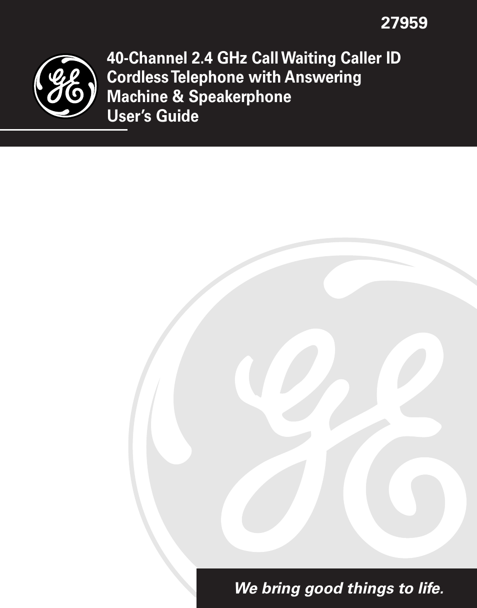 GE 27959 User Manual | 100 pages