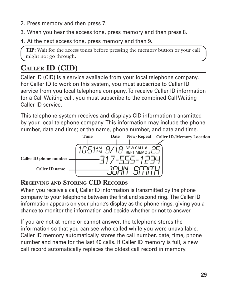 Id (cid), Cid r | GE 27959 User Manual | Page 29 / 100