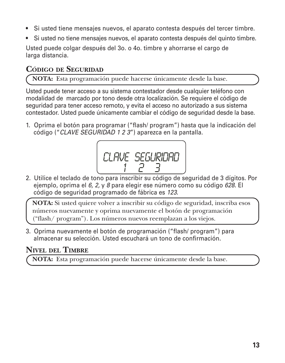 Clave seguridad 1 2 3 | GE 27959 User Manual | Page 63 / 100