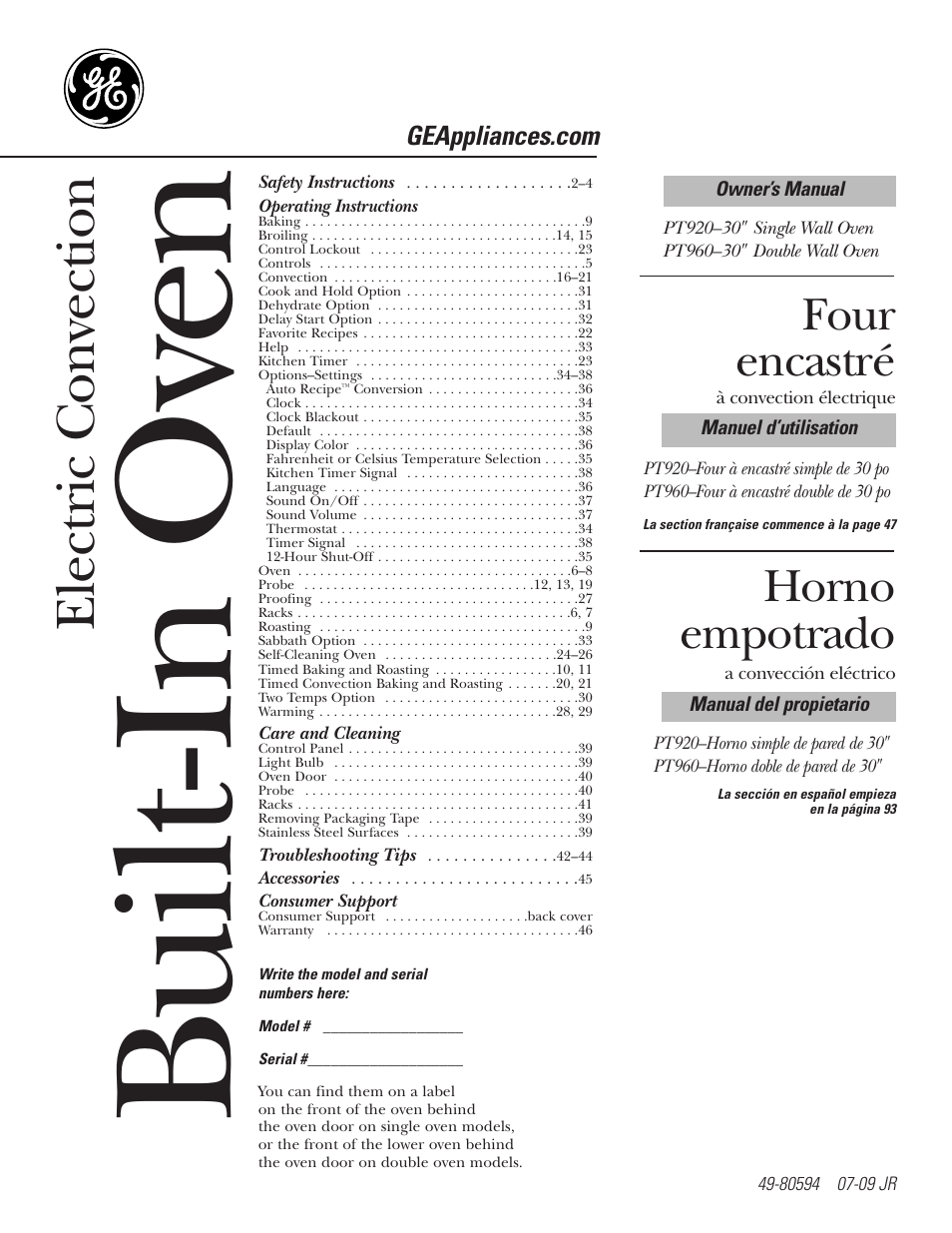 GE PT92030 User Manual | 140 pages