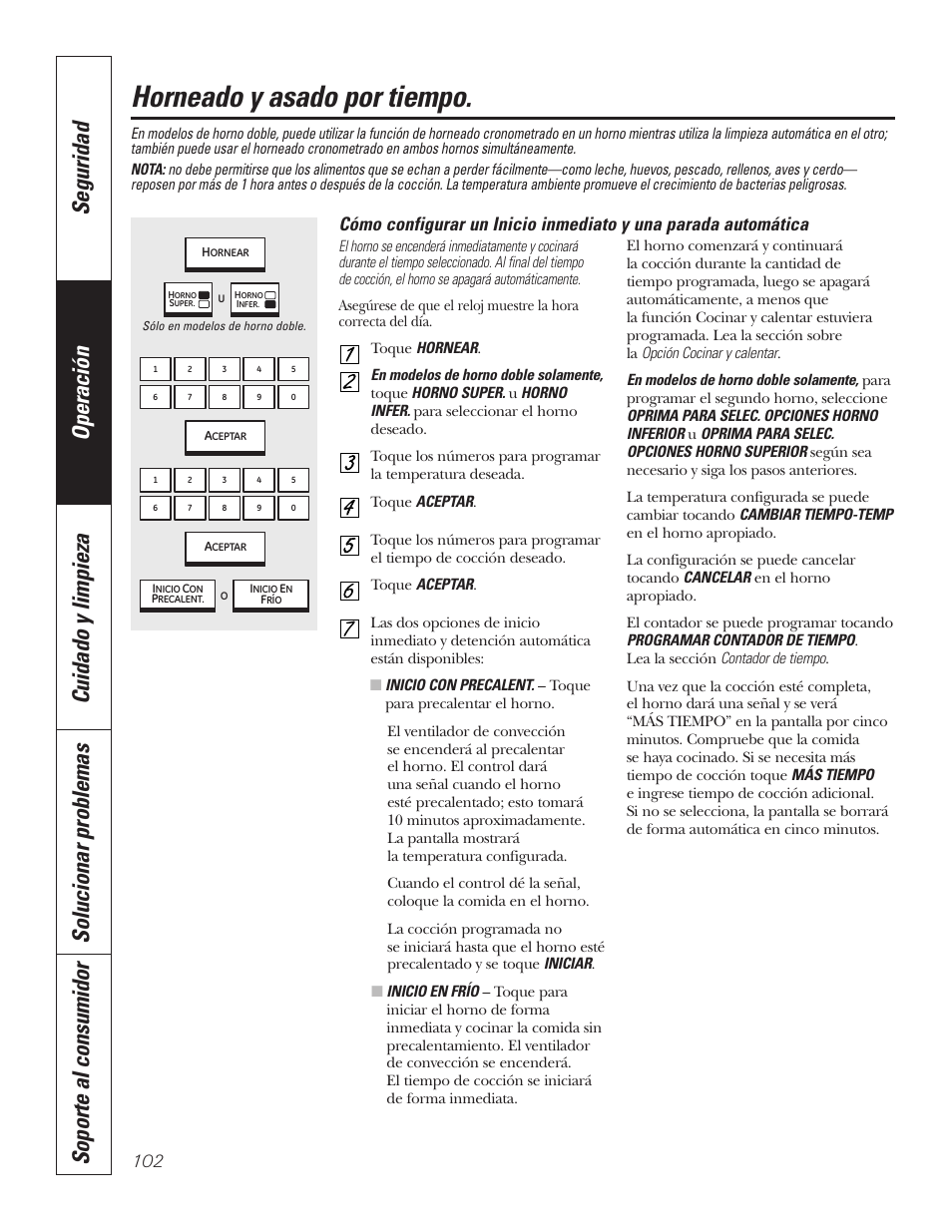 Horneado y asado por tiempo, Horneado y asado por tiempo , 103 | GE PT92030 User Manual | Page 102 / 140