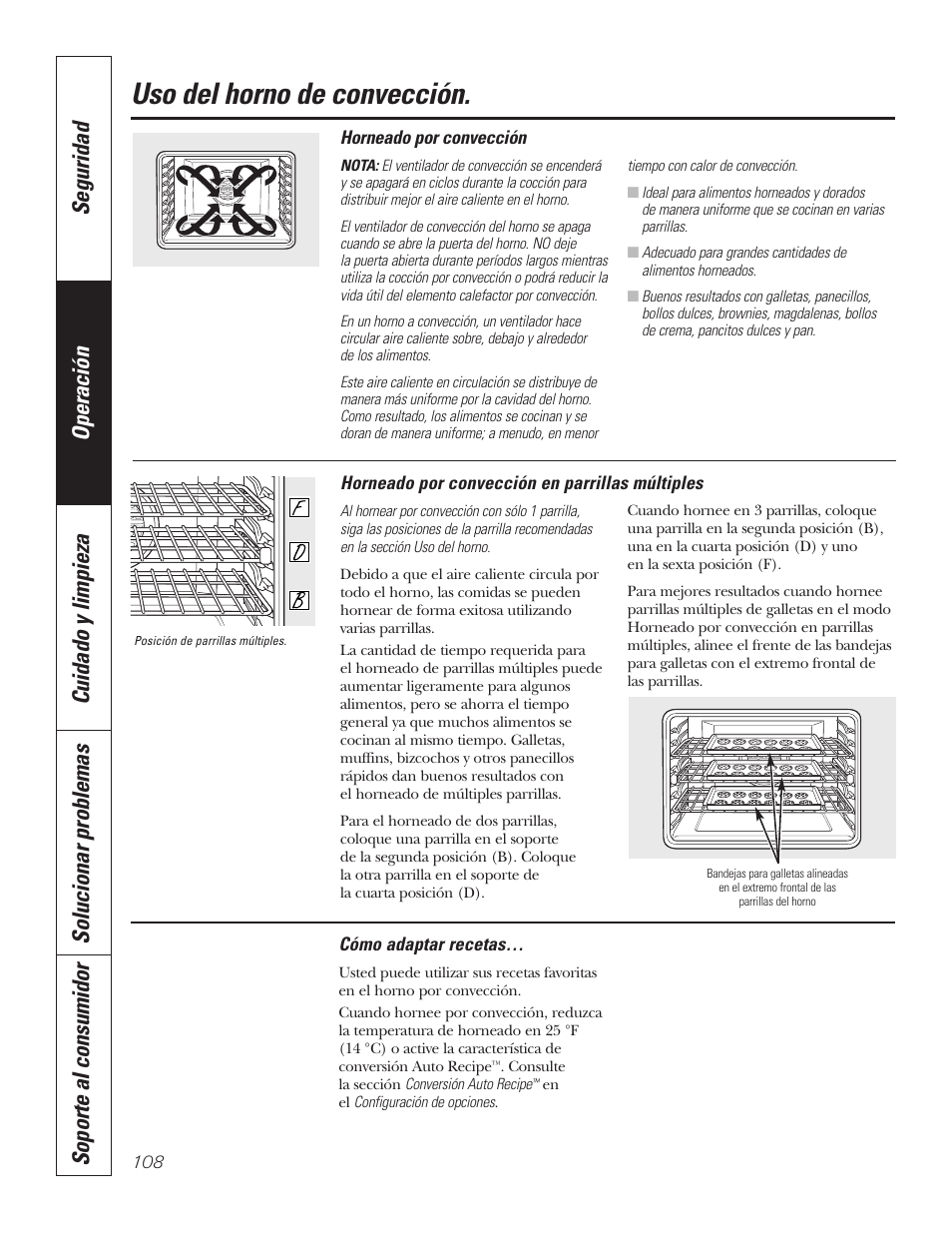 Convección, Convección –113, Uso del horno de convección | GE PT92030 User Manual | Page 108 / 140