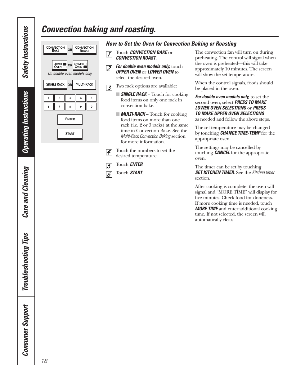 Convection baking and roasting | GE PT92030 User Manual | Page 18 / 140